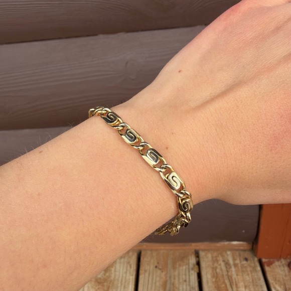 Jewelry - S Link Chain Bracelet Unisex 7.5 Inch Gold Tone Polished Interlocking Link